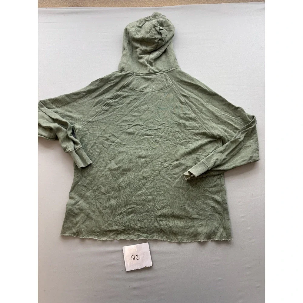 Aerie Mens Sage Green Distressed Raw Hem Pullover Hoodie Kangaroo Pocket XS